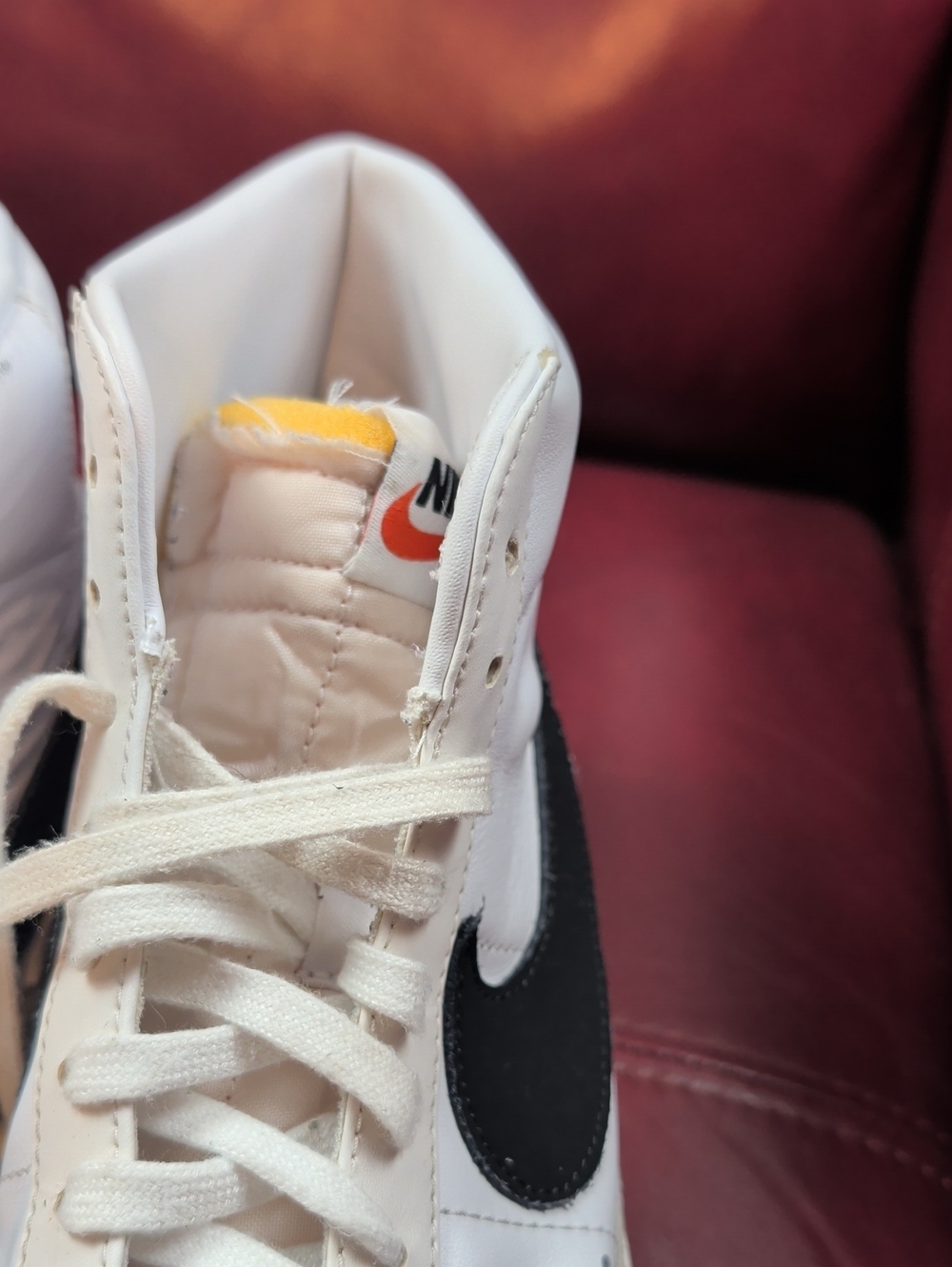 Nike Blazer Mid White Leather Sneakers with Black Swoosh 10.5 Men's - Picture 4 of 10